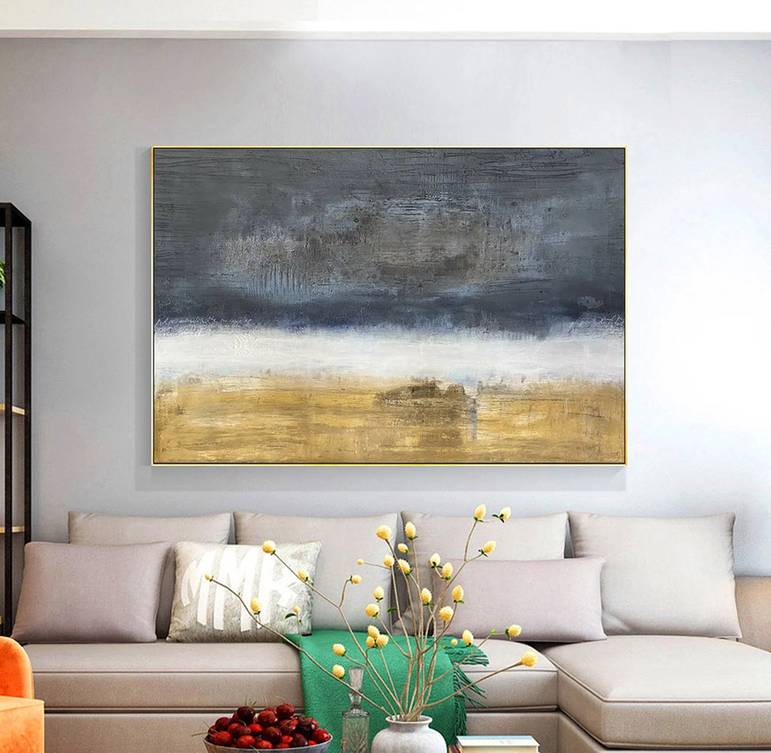 Leaf Original Hand-painted White Abstract Canvas Wall Art L7G7E
